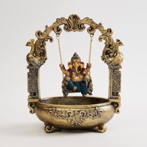Ganesha on Swing Resin Idol - Auspicious - Karigaari India Aesthetic Home Decor