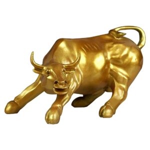 Gold Geometric Bull Statue Resin Made Gold Colour Showpiece - Karigaari India Aesthetic Home Decor
