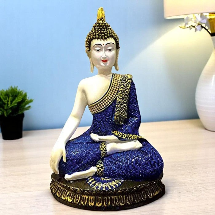Luxurious Handmade Ployresin Lord Buddha Sitting Blue Colour Figure Centerpiece Home Home Decor Office Decoration Spiritual Gift Artful Decor Piece 2 Handcrafted Ployresin Lord Buddha Sitting Blue Colour Statue Showpiece Home Decor/Office Decor/Spiritual Gift - Karigaari India Aesthetic Home Decor