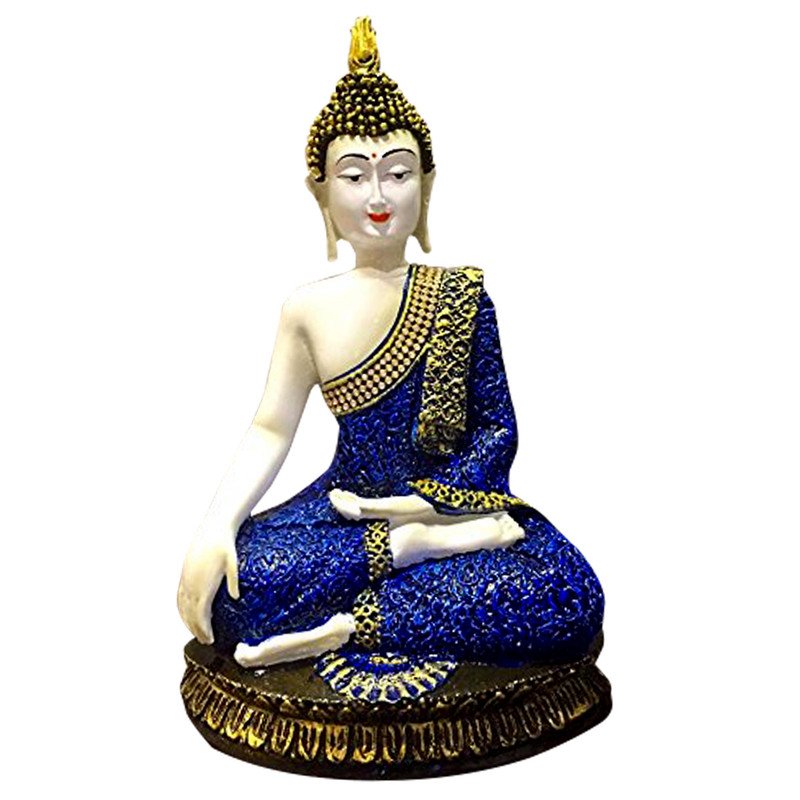 Luxurious Handmade Ployresin Lord Buddha Sitting Blue Colour Figure Centerpiece Home Home Decor Office Decoration Spiritual Gift Artful Decor Piece 4 Handcrafted Ployresin Lord Buddha Sitting Blue Colour Statue Showpiece Home Decor/Office Decor/Spiritual Gift - Karigaari India Aesthetic Home Decor