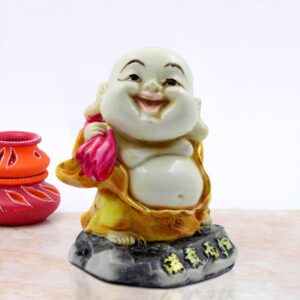 Handcrafted Ployresin Lord Buddha Stading With Laughing Statue Showpiece Home Decor/Office Decor/Spiritual Gift, Multicolour - Karigaari India Aesthetic Home Decor