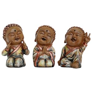 Handcrafted Ployresin Lord Buddha  Three Multicolour Sitting Statues Showpiece Home Decor/Office Decor/Spiritual Gift - Karigaari India Aesthetic Home Decor
