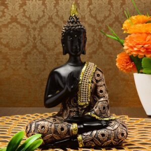 Handcrafted Ployresin Meditating Golden And Brown Colour  Lord Buddha Statue Showpiece Home Decor/Office Decor/Spiritual Gift - Karigaari India Aesthetic Home Decor