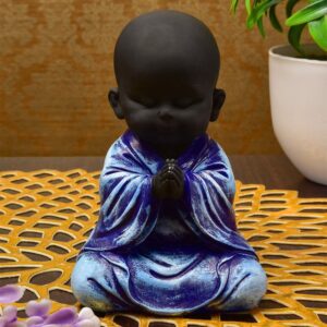 Handcrafted Ployresin Purple Colour Sitting And Praying Lord Buddha Statue Showpiece Home Decor/Office Decor/Spiritual Gift - Karigaari India Aesthetic Home Decor
