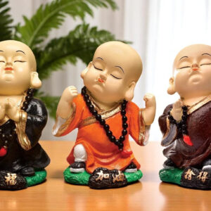 Handcrafted Ployresin Standing, Praying Lord Buddha Multicolour Statue Showpiece Home Decor/Office Decor/Spiritual Gift, Three Pieces - Karigaari India Aesthetic Home Decor