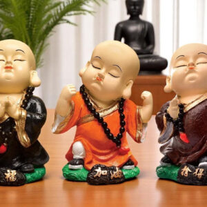 Handcrafted Ployresin Standing, Praying Lord Buddha Multicolour Statue Showpiece Home Decor/Office Decor/Spiritual Gift, Three Pieces - Karigaari India Aesthetic Home Decor