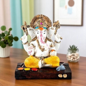 Lord Ganesha Idol Sitting Wearing Yellow Dhoti Best Item for Home Decor - Karigaari India Aesthetic Home Decor