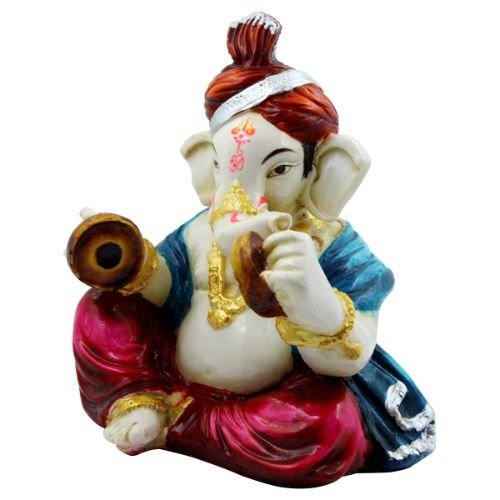 Luxurious Lord Ganesha Playing Instrument Multicolor Figurine For Home Home Decor Home Decor Accent 5 Lord Ganesha Playing Instrument Multicolor Idol for Home Decor - Karigaari India Aesthetic Home Decor