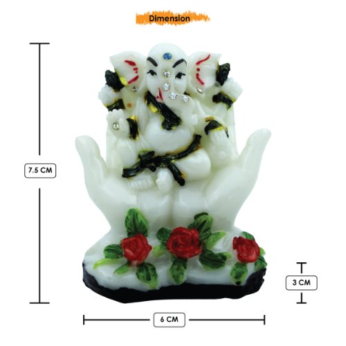 Lord Ganesha Sitting Between Two hands Idol White Color Best for Home Decor - Karigaari India Aesthetic Home Decor