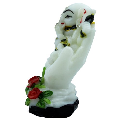 Lord Ganesha Sitting Between Two hands Idol White Color Best for Home Decor - Karigaari India Aesthetic Home Decor