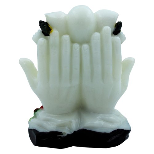 Lord Ganesha Sitting Between Two hands Idol White Color Best for Home Decor - Karigaari India Aesthetic Home Decor