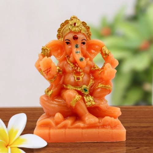 Luxurious Lord Ganesha Sitting Distinctive Orange Colour Figurine For Home Home Decor Premium Home Decor 1 Lord Ganesha sitting Unique Orange Colour Idol for Home Decor - Karigaari India Aesthetic Home Decor