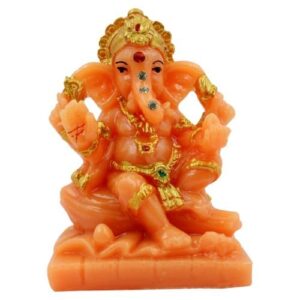 Lord Ganesha sitting Unique Orange Colour Idol for Home Decor - Karigaari India Aesthetic Home Decor