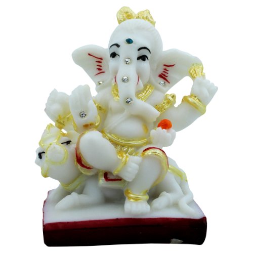 Luxurious Lord Ganesha Sitting On Mouse Figurine Distinctive Design Best For Home Home Decor White Color Stylish Accent 2 Lord Ganesha Sitting On Mouse Idol Unique Design Best for Home Decor White Color - Karigaari India Aesthetic Home Decor