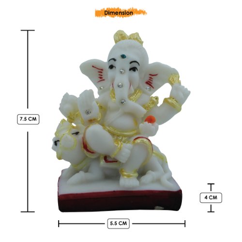 Luxurious Lord Ganesha Sitting On Mouse Figurine Distinctive Design Best For Home Home Decor White Color Stylish Accent 3 Lord Ganesha Sitting On Mouse Idol Unique Design Best for Home Decor White Color - Karigaari India Aesthetic Home Decor