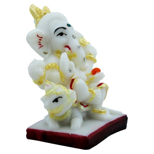Luxurious Lord Ganesha Sitting On Mouse Figurine Distinctive Design Best For Home Home Decor White Color Stylish Accent 4 Lord Ganesha Sitting On Mouse Idol Unique Design Best for Home Decor White Color - Karigaari India Aesthetic Home Decor