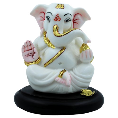 Lord Ganesha Sitting Idol Unique Design White Color Best for Home Decor - Karigaari India Aesthetic Home Decor