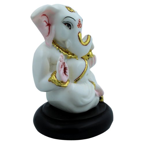Lord Ganesha Sitting Idol Unique Design White Color Best for Home Decor - Karigaari India Aesthetic Home Decor