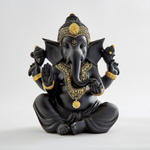 Matte Black Ganesha Idol Resin Ganpati Murti for Mandir, Living Room & Gifting - Karigaari India Aesthetic Home Decor