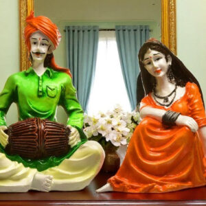 Rajasthani Musician Couple Traditional Indian Decor Set - Karigaari India Aesthetic Home Decor