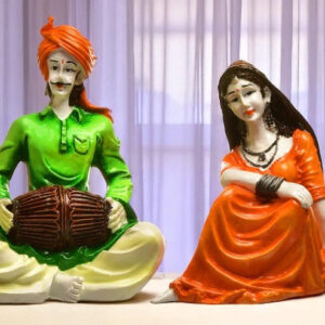 Rajasthani Musician Couple Traditional Indian Decor Set - Karigaari India Aesthetic Home Decor