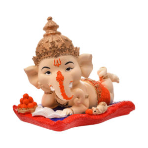 Resin Ganesha Lounging on Cushion - Symbol of Comfort & Blessings - Karigaari India Aesthetic Home Decor