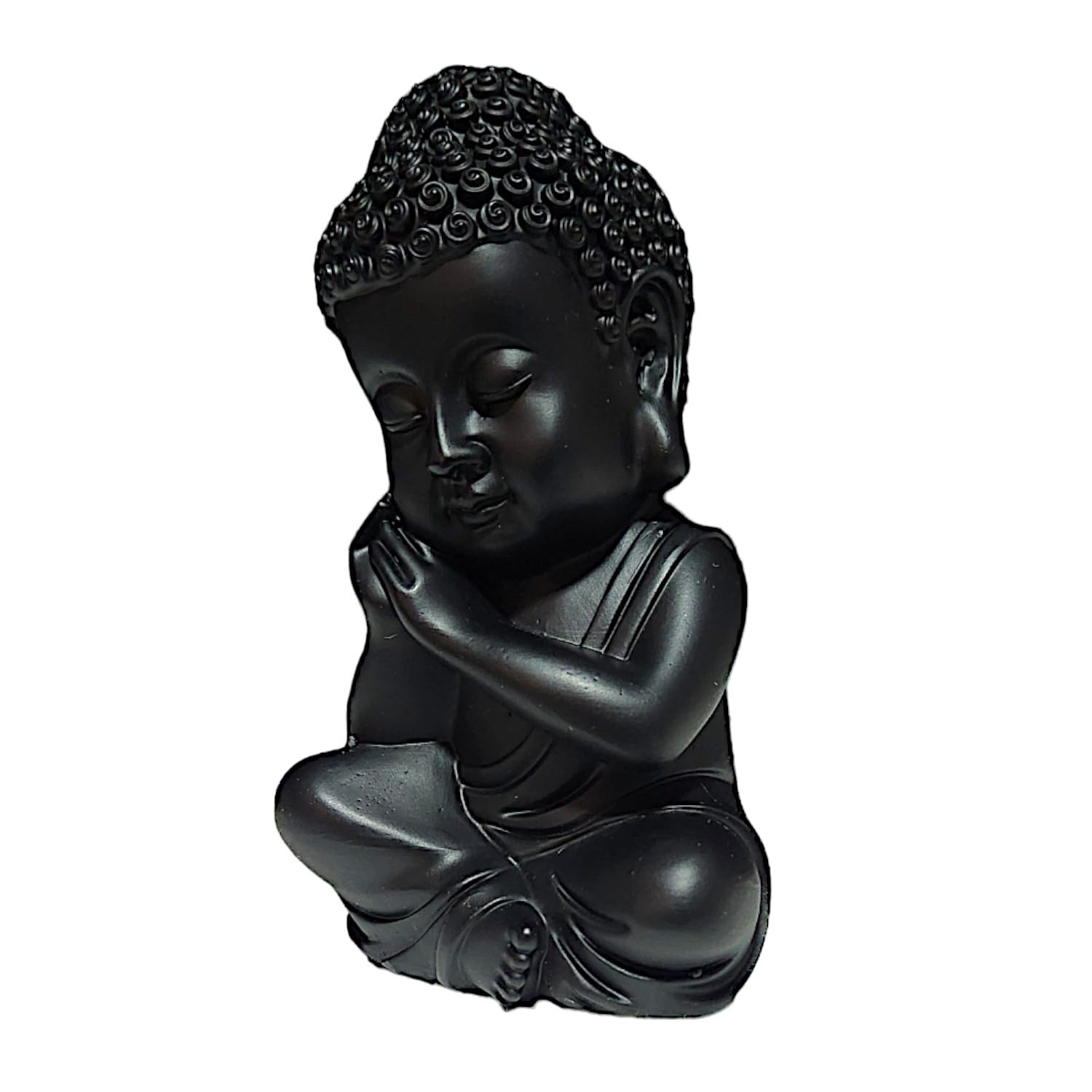 Luxurious Serene Little Buddha Monk Figurine Meditating Black Resin Crafted Figure For Peace Home Decor Luxurious Accent 2