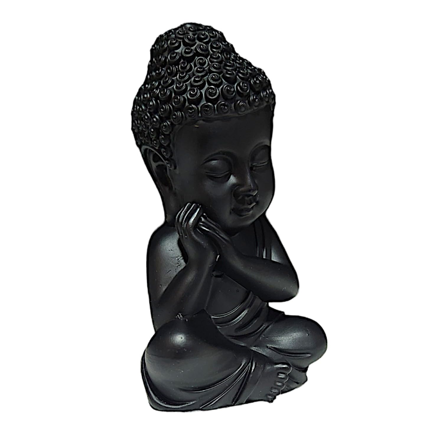 Luxurious Serene Little Buddha Monk Figurine Meditating Black Resin Crafted Figure For Peace Home Decor Luxurious Accent 3
