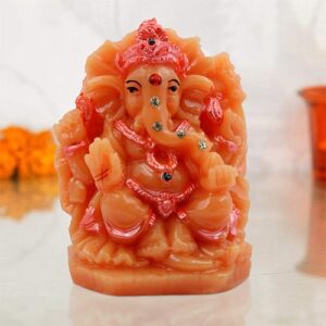 Small Lord Ganesha Sitting Idol Orange And Pink Color Best for Home Decor - Karigaari India Aesthetic Home Decor