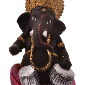 Black Resin Tabla Ganesha Idol Musical Ganpati Murti for Home Decor, Mandir & Festive Gifting - Karigaari India Aesthetic Home Decor