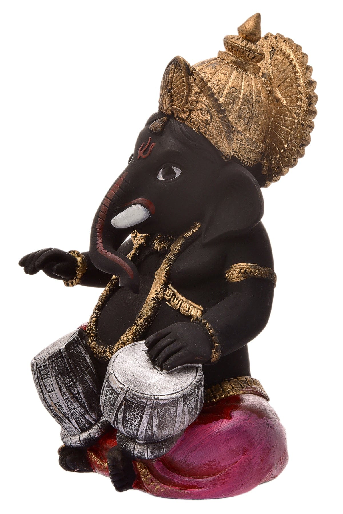 Modern Black Resin Crafted Tabla Ganesha Figurine Musical Ganpati Murti For Home Home Decor Mandir Festive Gifting Unique Decor Piece 3 Black Resin Tabla Ganesha Idol Musical Ganpati Murti for Home Decor, Mandir & Festive Gifting - Karigaari India Aesthetic Home Decor