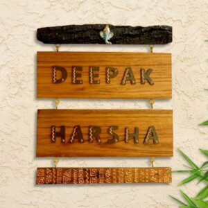 Custom Sturdy Wooden Name Plate for House Stylish Home Decor - Karigaari India Aesthetic Home Decor
