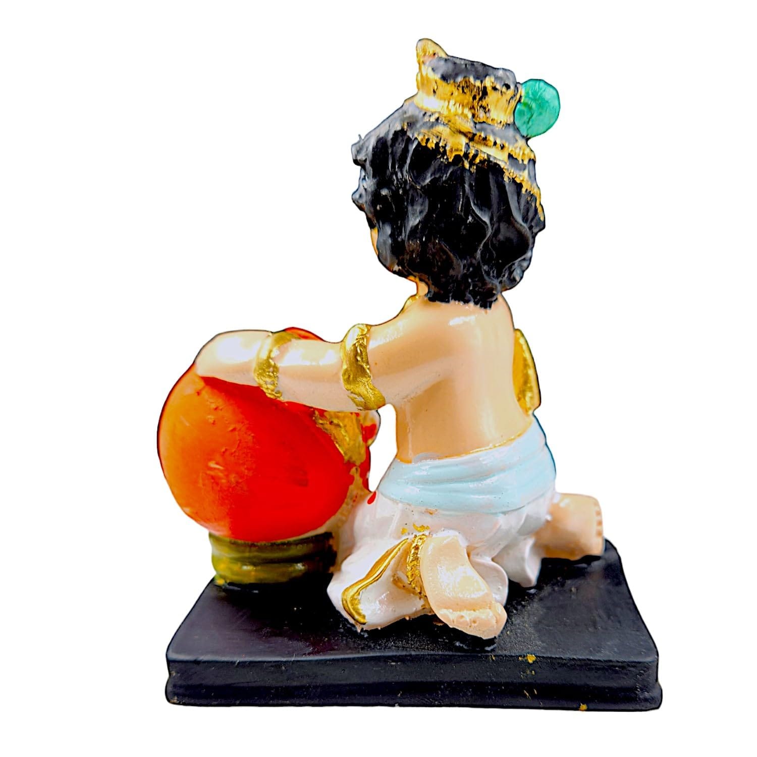Modern Cute Bal Krishna Eating Makhan Figurine Colorful Resin Crafted Laddu Gopal Figure For Joy Prosperity Spiritual Gifting Unique Decor Piece 6