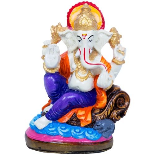 Unique Design Little Lord Ganesha Sitting With One Leg Down Idol Multicolor Best Item for Home Decor - Karigaari India Aesthetic Home Decor