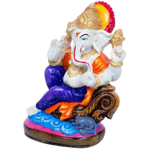 Unique Design Little Lord Ganesha Sitting With One Leg Down Idol Multicolor Best Item for Home Decor - Karigaari India Aesthetic Home Decor