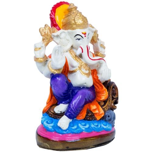 Unique Design Little Lord Ganesha Sitting With One Leg Down Idol Multicolor Best Item for Home Decor - Karigaari India Aesthetic Home Decor