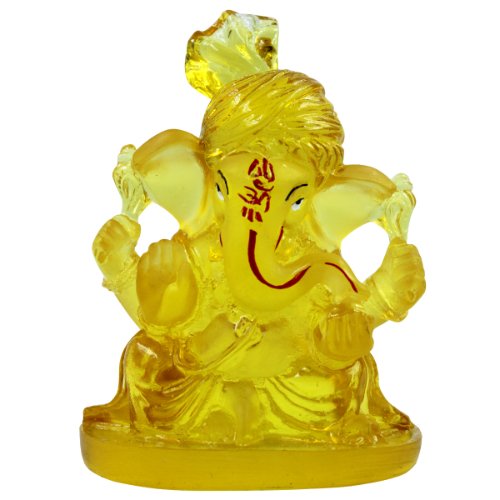 Unique Design Lord Ganesha Sitting Crystal Light Yellow Color Idol Best for Home Decor - Karigaari India Aesthetic Home Decor