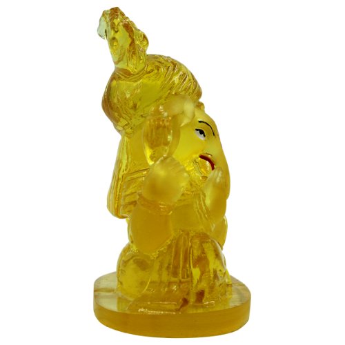 Unique Design Lord Ganesha Sitting Crystal Light Yellow Color Idol Best for Home Decor - Karigaari India Aesthetic Home Decor