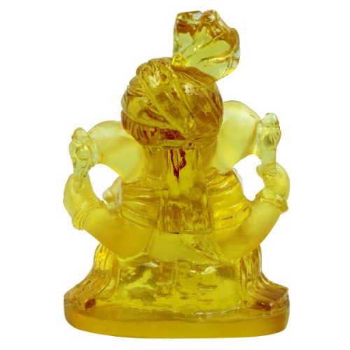 Unique Design Lord Ganesha Sitting Crystal Light Yellow Color Idol Best for Home Decor - Karigaari India Aesthetic Home Decor