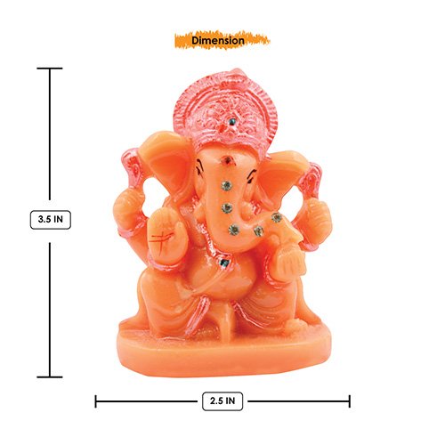 Unique Design Lord Ganesha Sitting Idol Orange Color Best for Home Decor - Karigaari India Aesthetic Home Decor