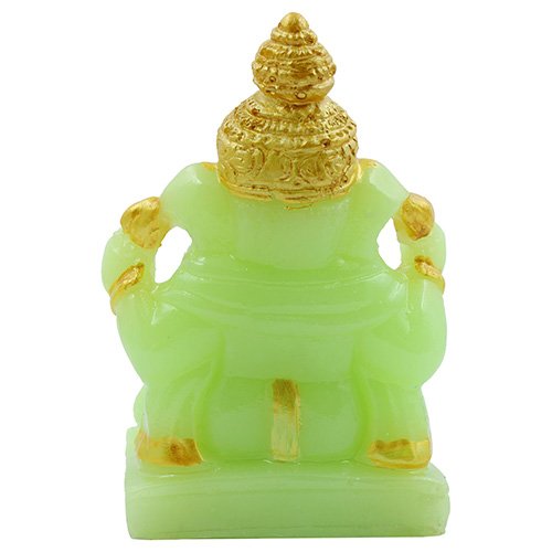 Unique Design Small Lord Ganesha Sitting Idol Green Color With Golden Ornaments Best for Home Decor - Karigaari India Aesthetic Home Decor