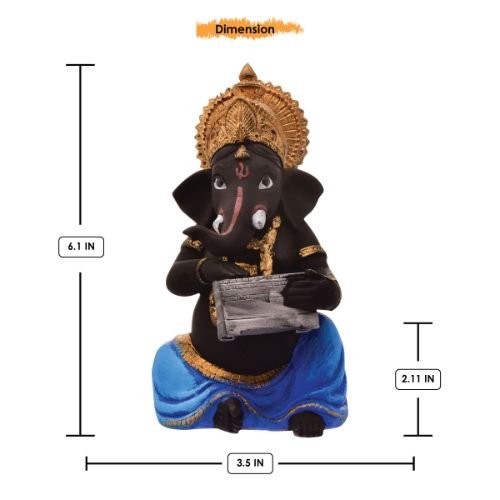 Unique Little Lord Ganesha Playing Instruments Idol Black Color Best Item for Home Decor - Karigaari India Aesthetic Home Decor