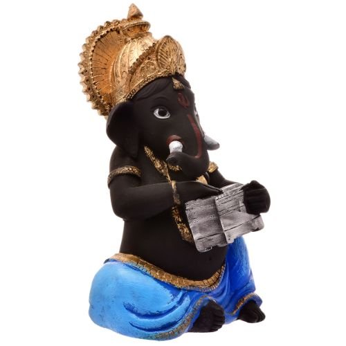Unique Little Lord Ganesha Playing Instruments Idol Black Color Best Item for Home Decor - Karigaari India Aesthetic Home Decor