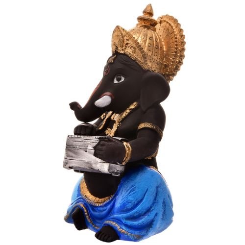 Unique Little Lord Ganesha Playing Instruments Idol Black Color Best Item for Home Decor - Karigaari India Aesthetic Home Decor