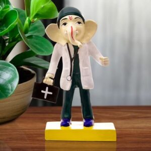Unique Lord Ganesha Idol In Doctor Dress Best Item for Home Decor Multicolor - Karigaari India Aesthetic Home Decor