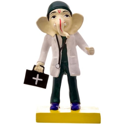 Unique Lord Ganesha Idol In Doctor Dress Best Item for Home Decor Multicolor - Karigaari India Aesthetic Home Decor