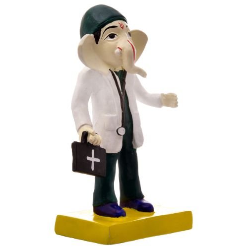Unique Lord Ganesha Idol In Doctor Dress Best Item for Home Decor Multicolor - Karigaari India Aesthetic Home Decor