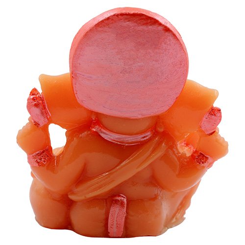 Unique Small Lord Ganesha Sitting With One Leg Up Idol Orange Color And Pink Ornaments Best for Home Decor - Karigaari India Aesthetic Home Decor