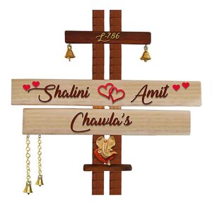 Stylish Personalized Wooden Name Plate for Home Office Durable - Karigaari India Aesthetic Home Decor