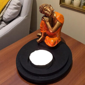 Handcrafted Ployrein Lord Buddha Sitting And Relaxing Orange Colour  Statue Showpiece Home Decor/Office Decor/Spiritual Gift - Karigaari India Aesthetic Home Decor